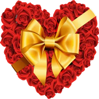 ❤️ 52313b33 roses, coeur, ruban doré, floral, romantique, amour, saint valentin, cadeau whatsapp sticker
