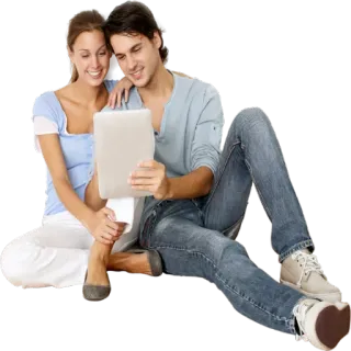 💑 7db65d83 couple, tablette, technologie, gens, style de vie, décontracté whatsapp sticker