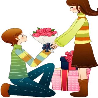💑 bfb3e83e bouquet, amour, cadeaux, dessin animé, romance, fleurs, cadeaux whatsapp sticker