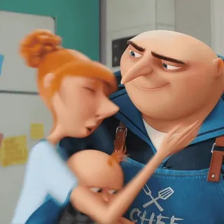 ✨️ db5368ee Gru Despicable Me CHEF ครอบครัว, การ์ตูน, ทำอาหาร, ผ้ากันเปื้อน, เด็ก, กรู telegram sticker