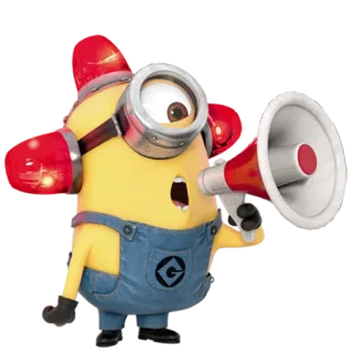 😯 0cffb815 Minion Despicable Me 미니언, 슈퍼배드, 만화, 메가폰, 노란색, 캐릭터 telegram sticker