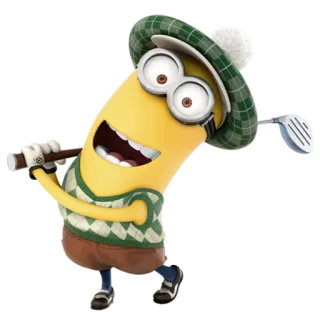 🎩 6b665f9b Minion Despicable Me 미니언, 골프, 만화, 웃긴, 골프, 슈퍼배드 telegram sticker