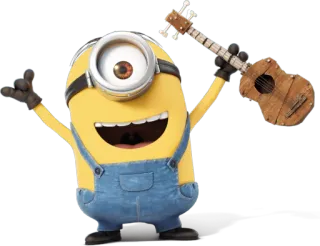🎸 410f558b Minion Despicable Me Minion, Kartun, Gitar, Senang, Kuning, Bermata satu telegram sticker
