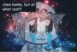 ⛑ 6233eedf Chen chen honks, but at what cost? mème, chat, dessin animé, triste, pleurer, galaxie, étoiles telegram sticker