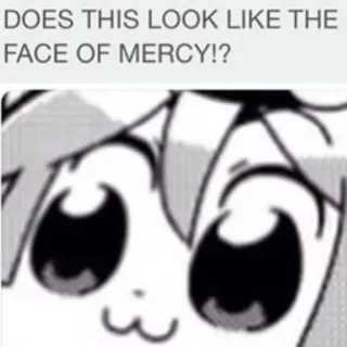 👹 f818fb0f DOES THIS LOOK LIKE THE FACE OF MERCY!? Animé, Manga, Mème, Drôle, Dessin animé, Question, Visage telegram sticker