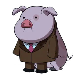 🐽 32cb78e2 Waddles Gravity Falls Schwein, Anzug, Cartoon, Tier, Krawatte, süß, Waddles, Gravity Falls telegram sticker