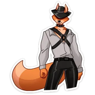 😏 157877b0 fuchs, furry, cartoon, hut, charakter, anthropomorph telegram sticker