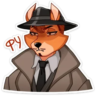 🤢 b5ab7750 РУ Fuchs, Detektiv, Hut, Trenchcoat, Anthropomorph telegram sticker