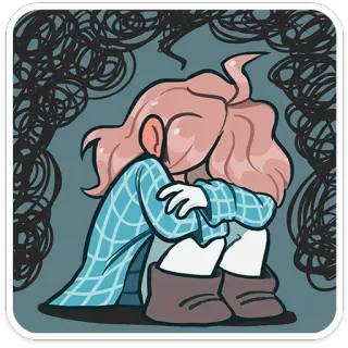 😖 b0456d7e เศร้า, ซึมเศร้า, วิตกกังวล, เครียด, การ์ตูน, กังวล telegram sticker