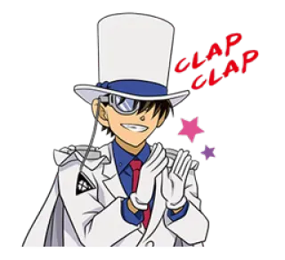 👏 4f0c736a Kaito Kid Detective Conan Clap Clap Anime, Manga, Klatschen, Kaito, Kid, Magie, Cartoon telegram sticker