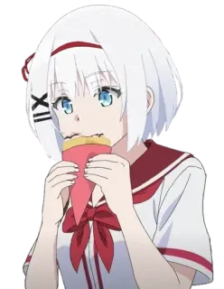 😋 796be6a1 Anime, Gadis, Imut, Rambut Putih, Makan, Krep, Kartun telegram sticker