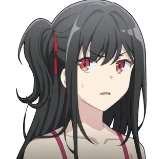 🤨 ce6b5b13 Anime, Gadis, Marah, Mata merah, Ikat rambut, Cemberut telegram sticker