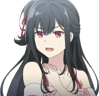 🙅‍♀ e6537eb8 gadis anime, karakter anime, rambut hitam, mata merah, kartun, stiker telegram sticker