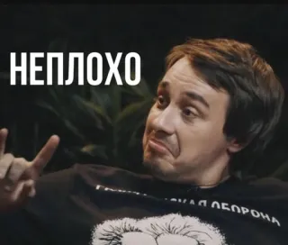 🌟 9bd463fb НЕПЛОХО mężczyzna, rock on, slang, rosyjski, emocje, gest telegram sticker