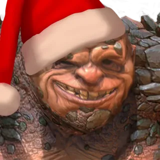 🐅 c3988e07 monstre, Noël, bonnet de Père Noël, créature fantastique, souriant, personnage whatsapp sticker