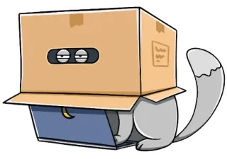 🙈 58bf153f gato, caja, portátil, escondido, animal, dibujos animados, lindo, pegatina whatsapp sticker