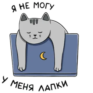 😢 5efc404d Я НЕ МОГУ
У МЕНЯ ЛАПКИ gato, portátil, dormilón, cansado, luna, lindo, perezoso whatsapp sticker