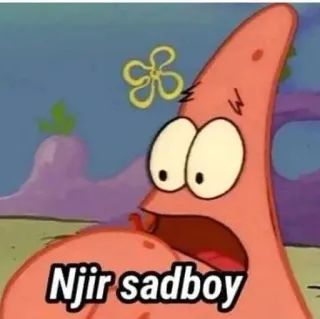 🌟 66e26b36 Patrick Star Spongebob Squarepants Njir sadboy patrick star, spongebob, sedih, meme, animasi, kartun whatsapp sticker