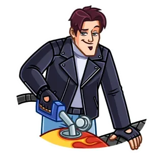 😉 7576e2e5 摩托车, 骑手, 汽油, 男人, 卡通, 车辆 telegram sticker