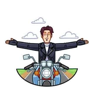 🧘‍♂ ca87b2e9 摩托车, 骑手, 男人, 夹克, 自由, 车辆 telegram sticker