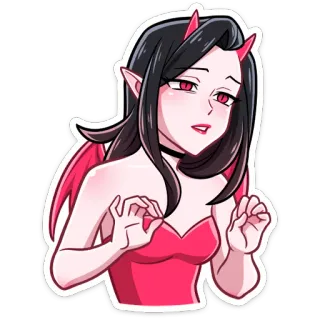 👌 19051857 démon, fille, diable, cornes, ailes, mignon, dessin animé telegram sticker