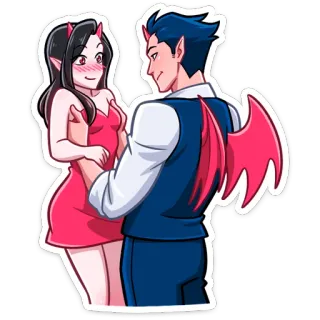 🤗 432fea68 Dessin animé, Démon, Couple, Amour, Romance, Diable telegram sticker