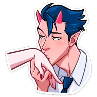 😘 f5f93831 démon, bisou main, style anime, cornes, garçon démon telegram sticker