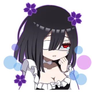 🥺 044d6449 Animé, Fille, Mignon, Larmes, Un Oeil, Fleurs telegram sticker