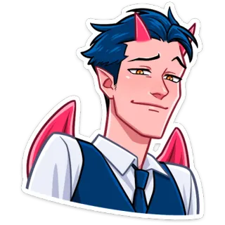 😏 17f1709b demon, devil, anime, cartoon, wings, suit telegram sticker