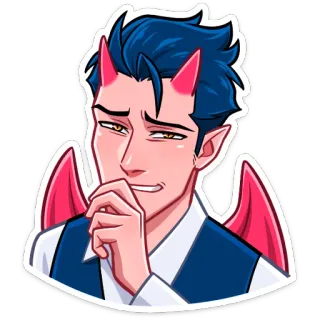 😬 9fd4d20b devil, wings, male, demon, anime, horns telegram sticker