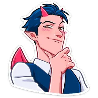 😏 cf4207f0 demon, devil, cute, anime, horns, wings telegram sticker