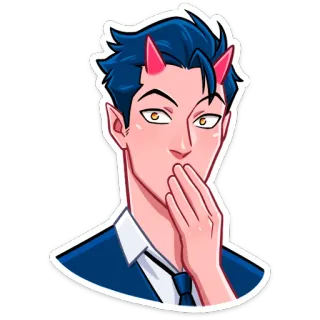 🤭 ff32a4fa demon, devil, horns, blushing, anime, manga telegram sticker