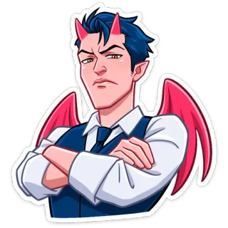 😠 ff553527 devil, demon, wings, horns, character, suit telegram sticker