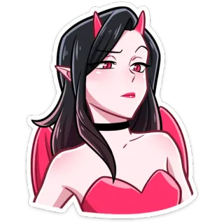 ☺️ 49c214ed teufel, dämon, mädchen, cartoon, rot, flügel, hörner telegram sticker