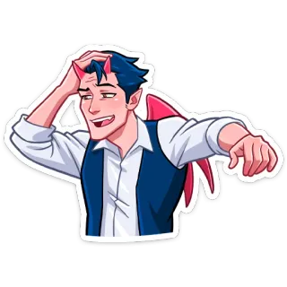 🤨 713685ba teufel, cartoon, figur, flügel, hörner, mann, dämon telegram sticker