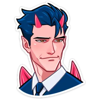 😎 a355f223 teufel, dämon, hörner, anzug, cartoon, flügel telegram sticker