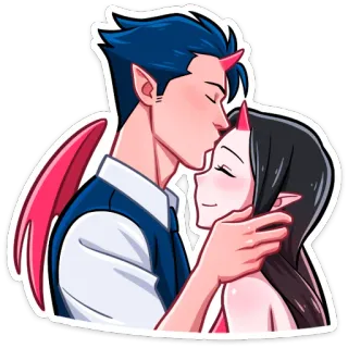 😘 dde4a8fa Teufel, Dämon, Liebe, Paar, Umarmung, Romantik telegram sticker