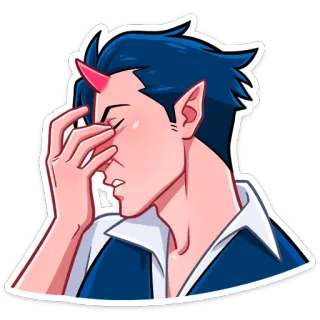🤦‍♀️ e5d82245 Anime, Teufel, Dämon, Hörner, Müde, Frustriert, Facepalm telegram sticker