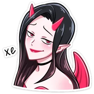 😏 cb120b16 xe 悪魔, 女の子, 赤, 悪霊, 角, アニメ, 漫画 telegram sticker