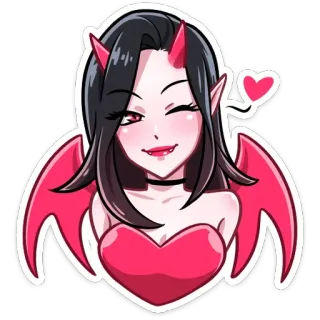 💗 cd2220f3 悪魔, 悪魔, 女の子, 漫画, ファンタジー, 角, 翼, 可愛い telegram sticker