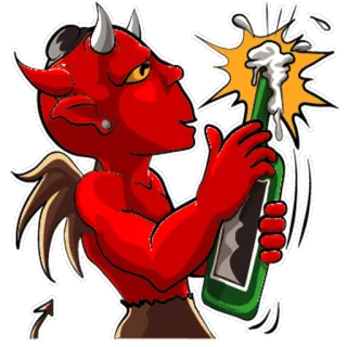 😄 0a4598d4 diable, dessin animé, bière, boisson, fête, démon, alcool whatsapp sticker