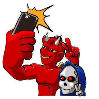 👥 290a8338 diable, signe de paix, selfie, mort whatsapp sticker