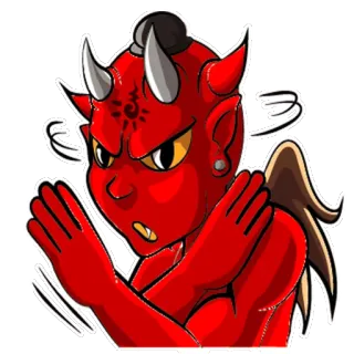 💀 2f52c5ef démon, rouge, diable, cornes, maléfique, en colère whatsapp sticker