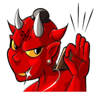 ✋ 59349b88 diable, démon, cornes, rouge, dessin animé, personnage whatsapp sticker