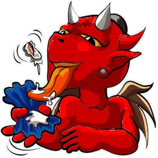 😋 b9af6339 diable, dessin animé, monstre, rouge, créature whatsapp sticker