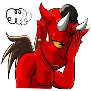 🤦‍♀️ bc64b43a diable, triste, bouleversé, démon, dessin animé, autocollant whatsapp sticker