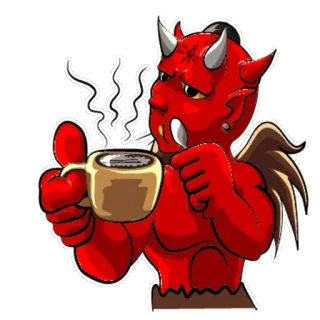☕️ ccaac12e diable, démon, dessin animé, café, monstre, rouge, matin whatsapp sticker