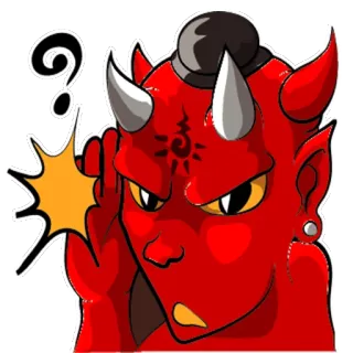 😨 e57ee382 diable, démon, question, réflexion, illustration, autocollant, dessin animé whatsapp sticker