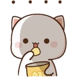 😟 3af35249 кот, милый, перекус, еда, мультфильм telegram sticker