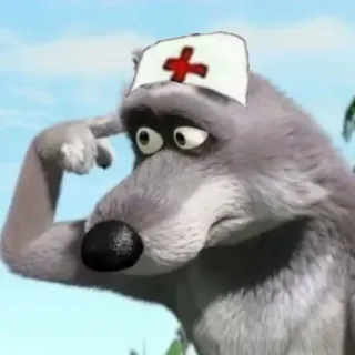 🤨 1cbec59a wolf, krankenschwester, cartoon, medizinisch, gruß, tier, figur telegram sticker